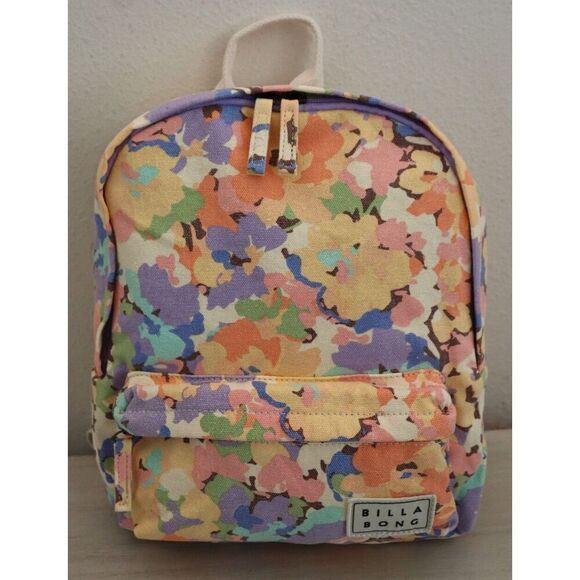 Billabong JABGQBMI Women's Purple Floral Mini Mama Canvas Backpack - Picture 1 of 10
